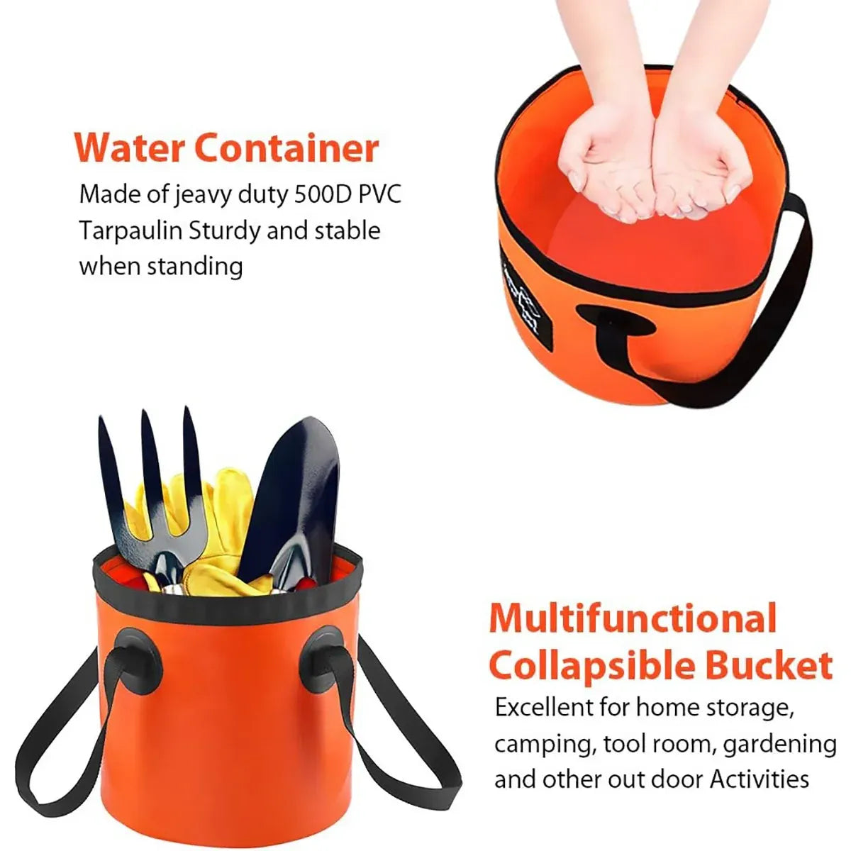20L Portable Folding Bucket Water Container Camping Hiking Fishing Water Storage - Yellow