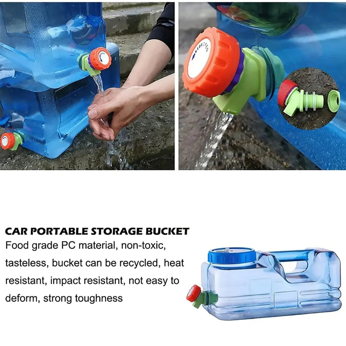 Outdoor Square Water Storage Bucket With Tap For Travel Camping Drinking Use - 10L