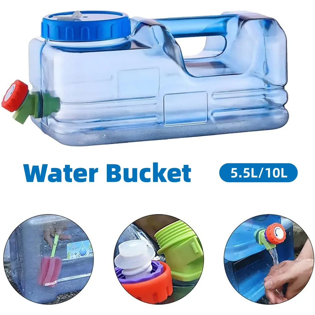 Outdoor Square Water Storage Bucket With Tap For Travel Camping Drinking Use - 5.5L