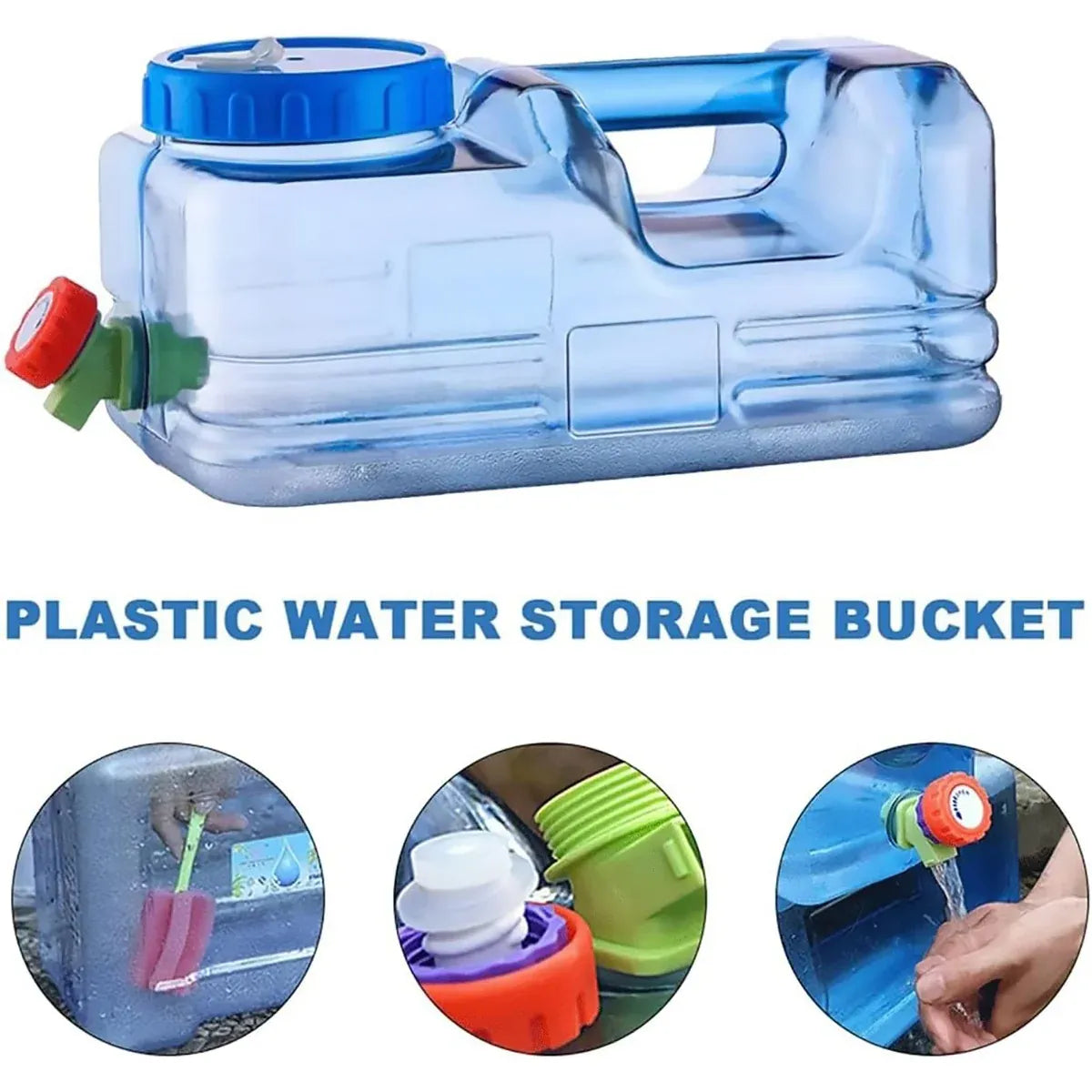 Outdoor Square Water Storage Bucket With Tap For Travel Camping Drinking Use - 5.5L