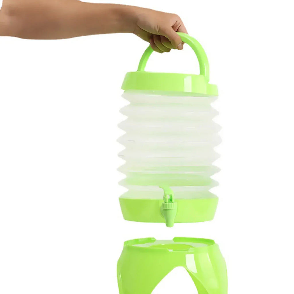 5.5L Outdoor Water Container Camping Folding Water Beer Juice Travel Bucket Use - Green