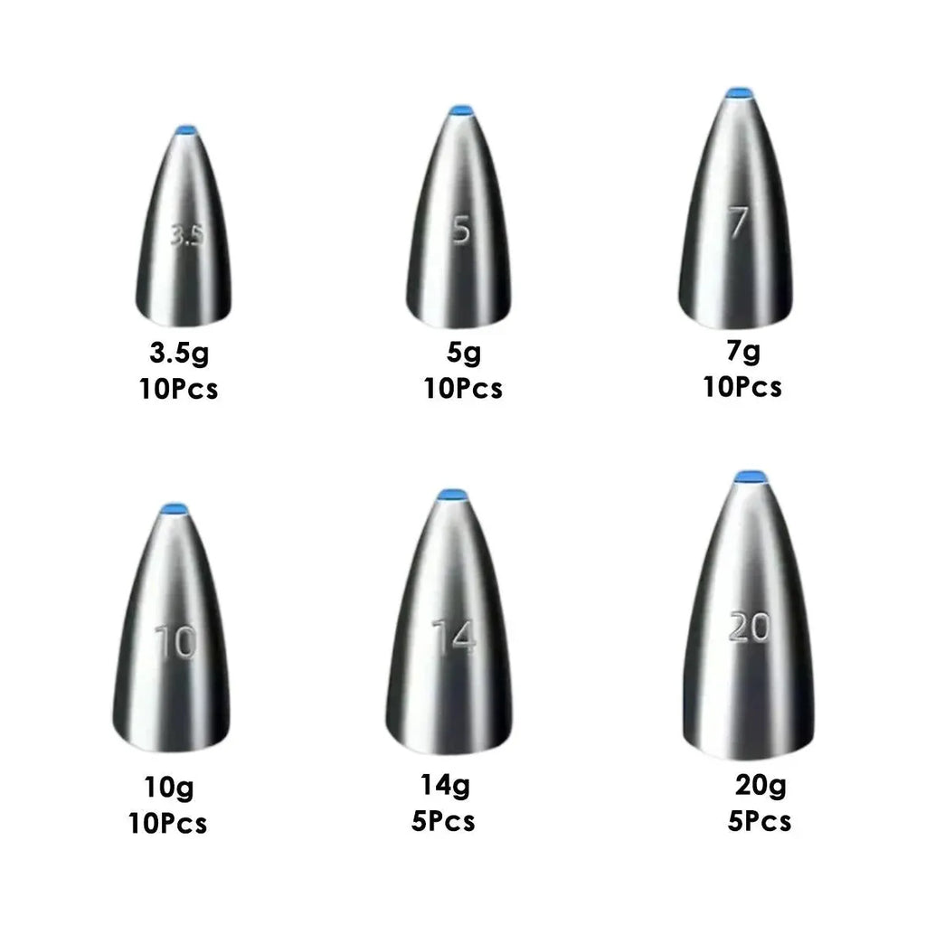 Carbon Steel Fishing Bullet Weight Plastic Core Soft Sinkers Tackle Accessories