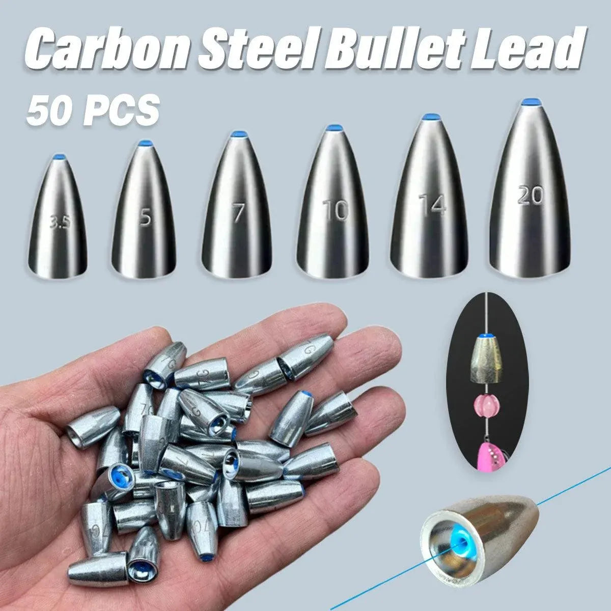 Carbon Steel Fishing Bullet Weight Plastic Core Soft Sinkers Tackle Accessories