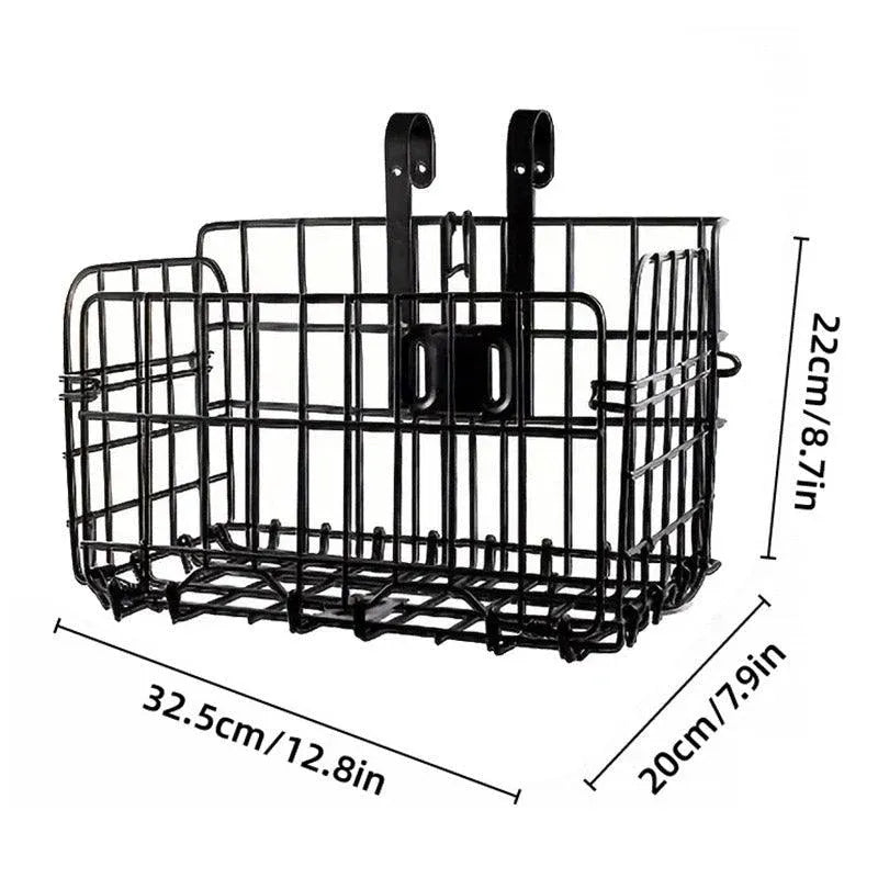 Foldable Bicycle Basket Front and Rear Hanging Storage Rack Bike Accessories - Black