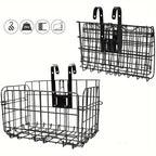 Foldable Bicycle Basket Front and Rear Hanging Storage Rack Bike Accessories - Black