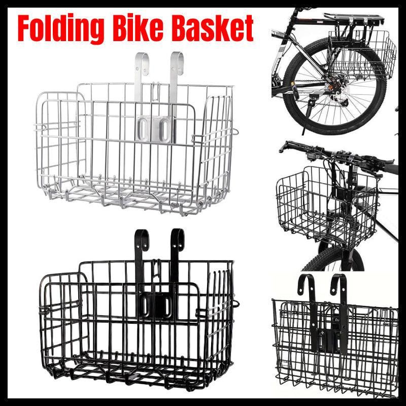 Foldable Bicycle Basket Front and Rear Hanging Storage Rack Bike Accessories - Black