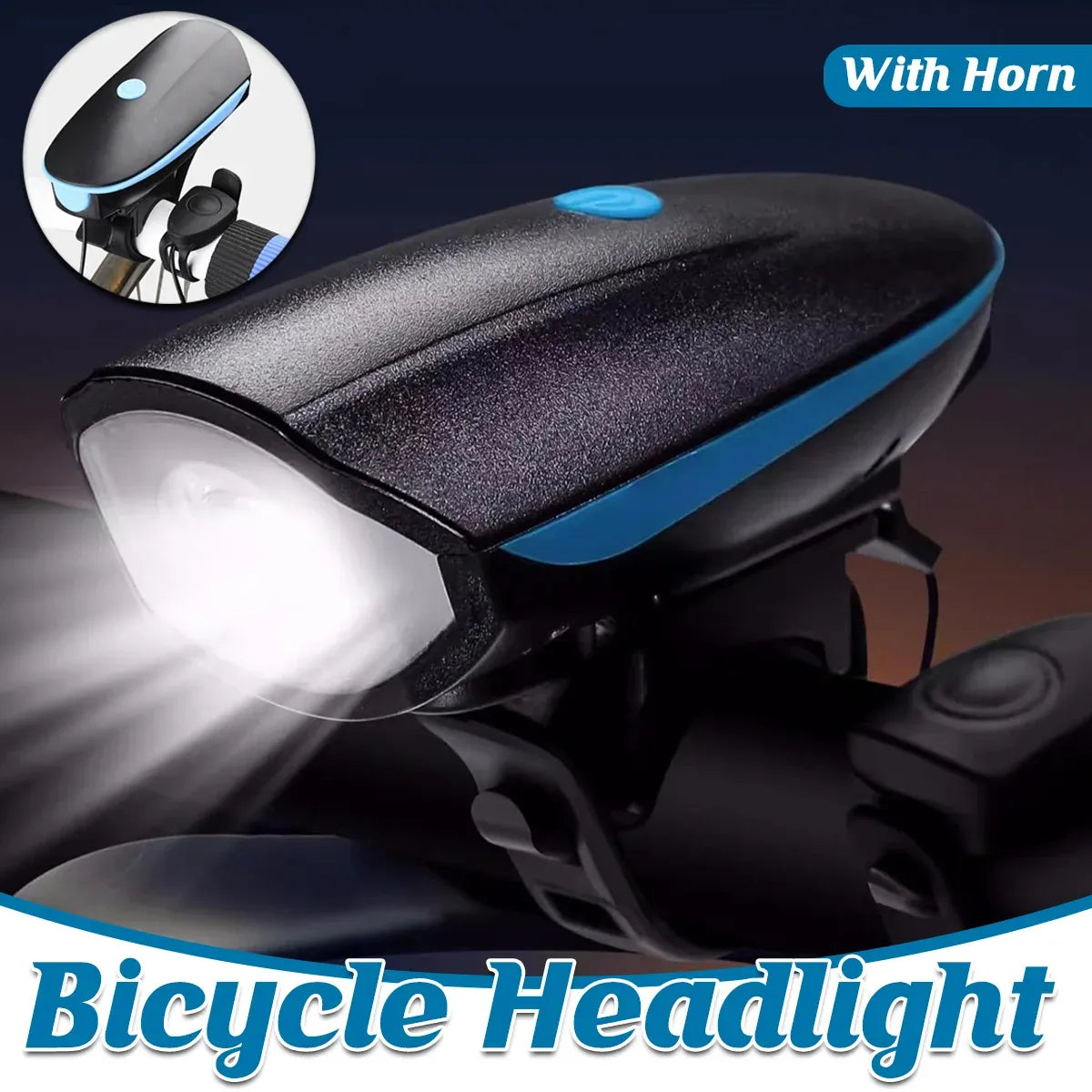 1-Piece Rechargeable Bicycle Headlight with Horn