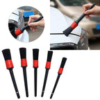 5pcs Car Detailing Brush Set for Interior Cleaning Vents Dashboard and Wheels
