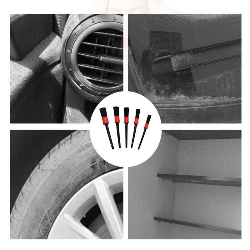 5pcs Car Detailing Brush Set for Interior Cleaning Vents Dashboard and Wheels