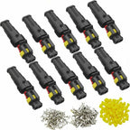 10 Set 2 Pin Waterproof Car Electrical Wire Sealed Connector Plug Cable 12V Kit
