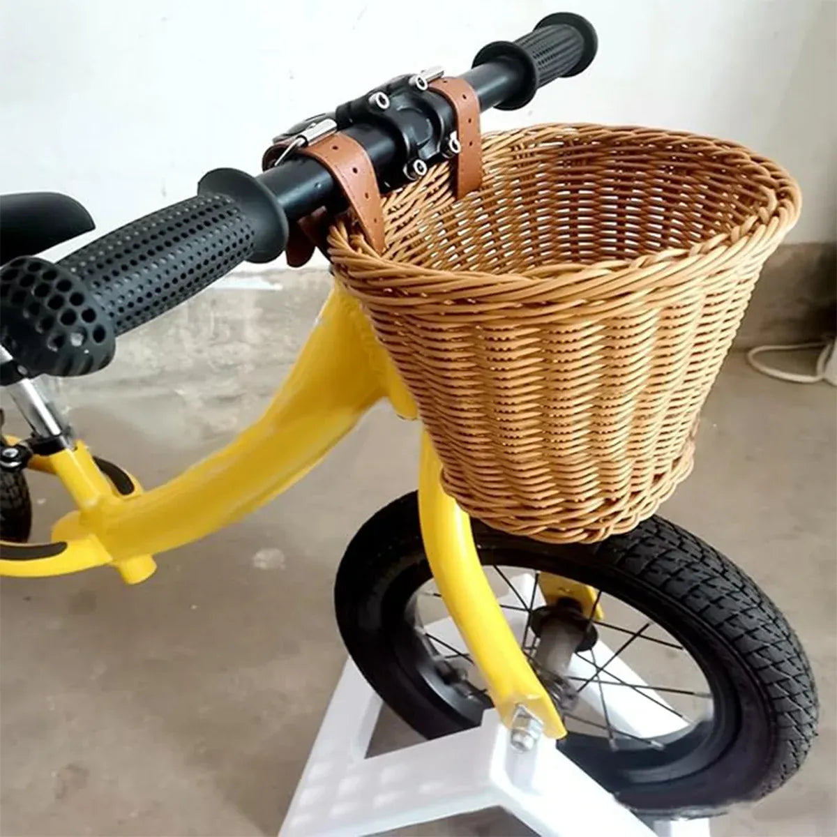 Mini Bike Handlebar Basket Woven Storage for Small or Lightweight Bicycles