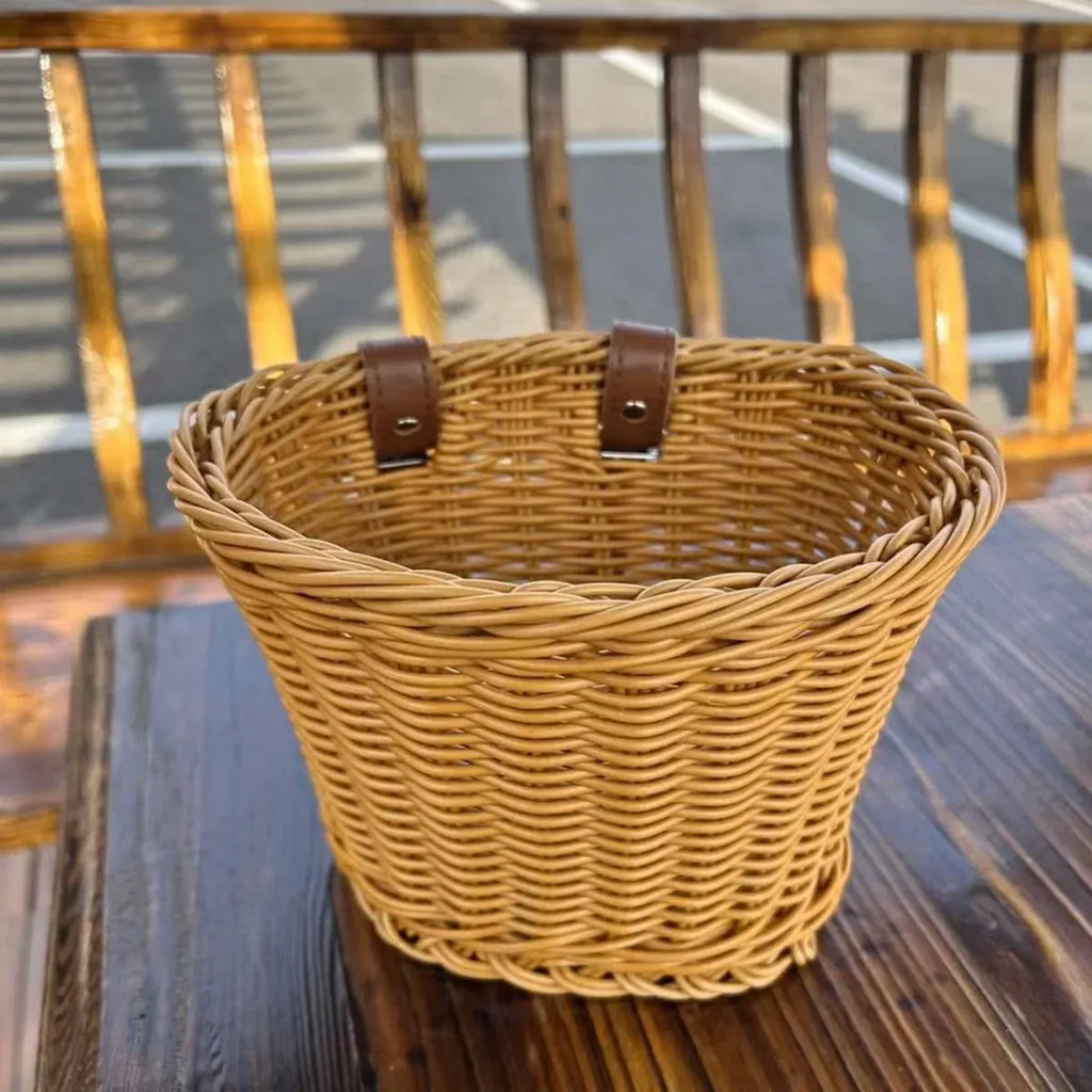 Mini Bike Handlebar Basket Woven Storage for Small or Lightweight Bicycles
