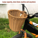 Mini Bike Handlebar Basket Woven Storage for Small or Lightweight Bicycles