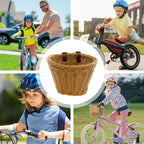 Mini Bike Handlebar Basket Woven Storage for Small or Lightweight Bicycles