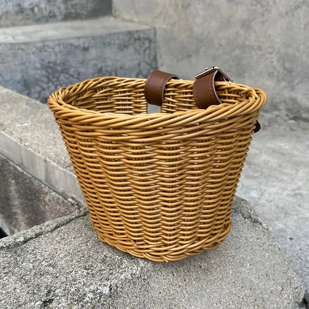Mini Bike Handlebar Basket Woven Storage for Small or Lightweight Bicycles