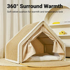 Cat Tent House Semi Enclosed Nest Cat Bed Scratch Board Indoor Kitten Shelter