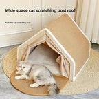 Cat Tent House Semi Enclosed Nest Cat Bed Scratch Board Indoor Kitten Shelter