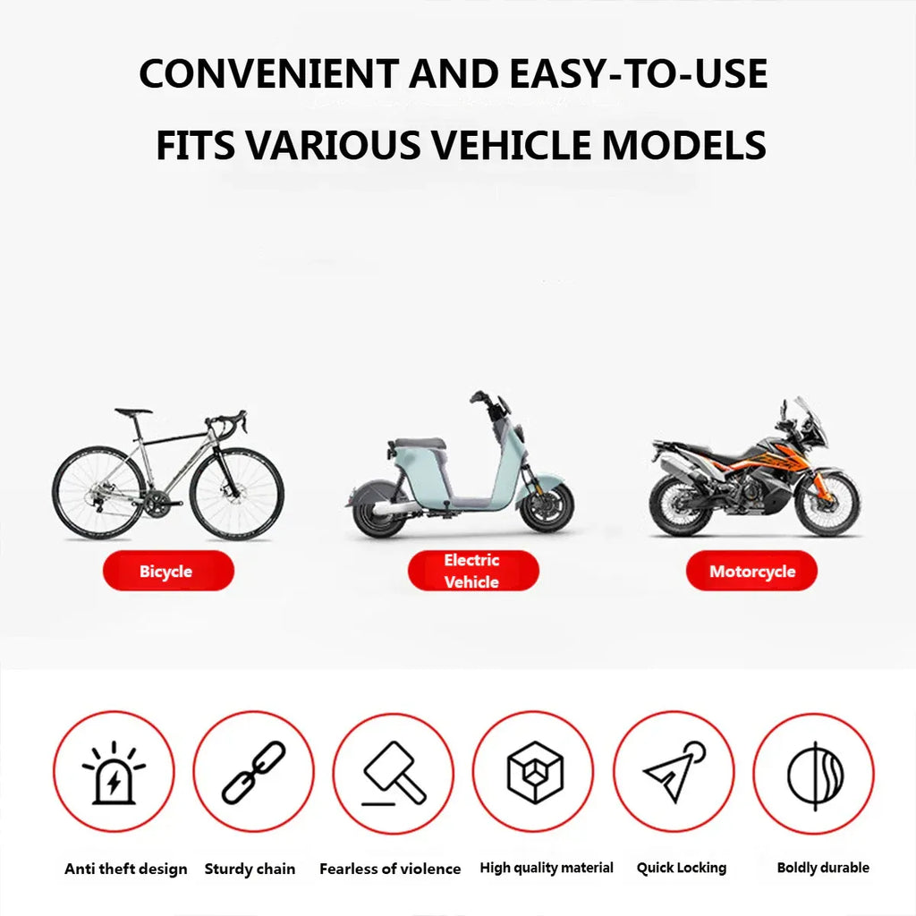 Heavy Duty Chain Lock Motorcycle Bicycle Security Anti Theft Lock For Bike