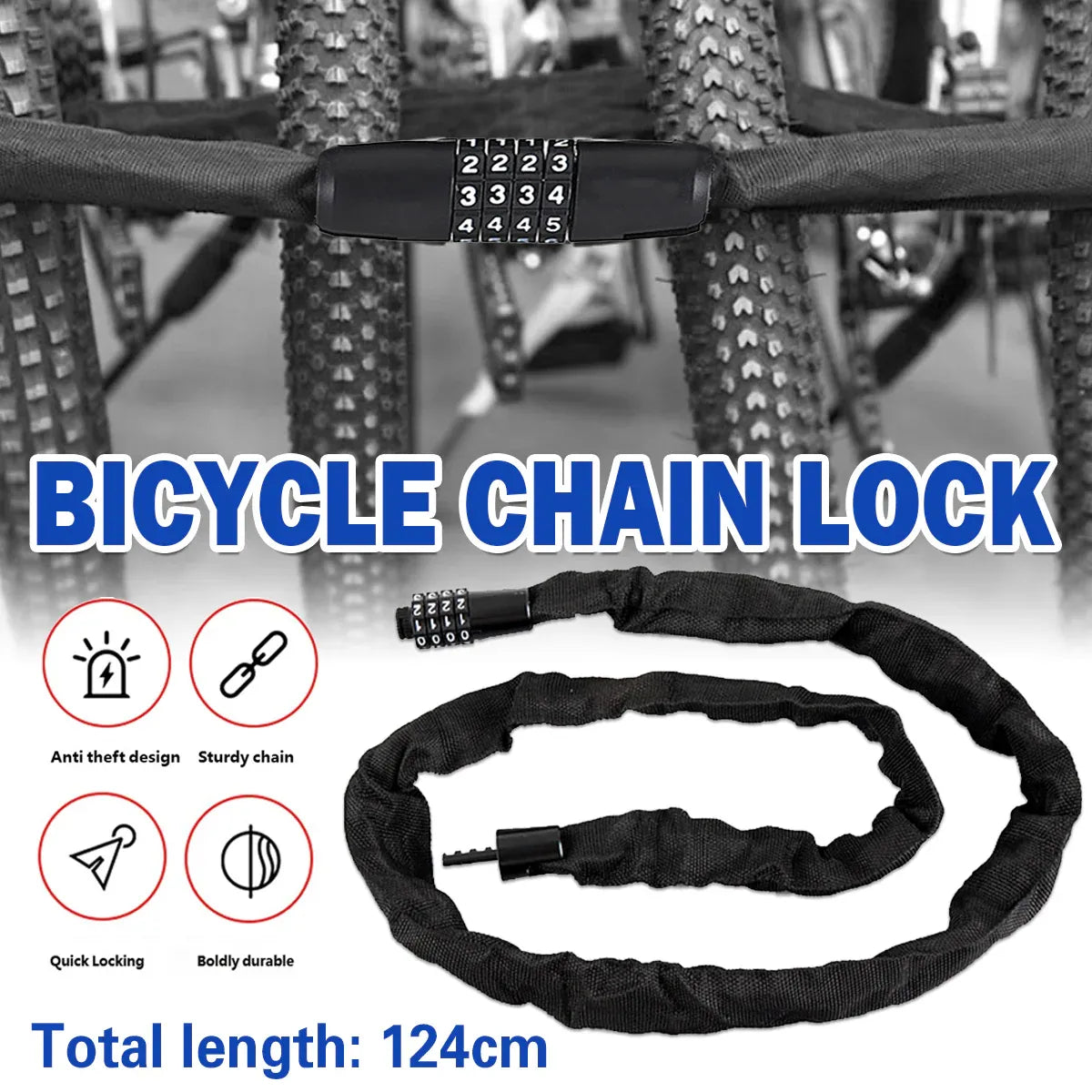 Heavy Duty Chain Lock Motorcycle Bicycle Security Anti Theft Lock For Bike