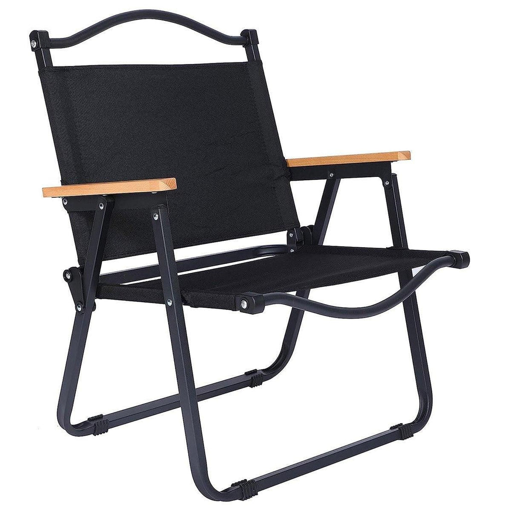 Portable Outdoor Folding Chair Light Aluminum Alloy Stool for Camping Picnic - Black