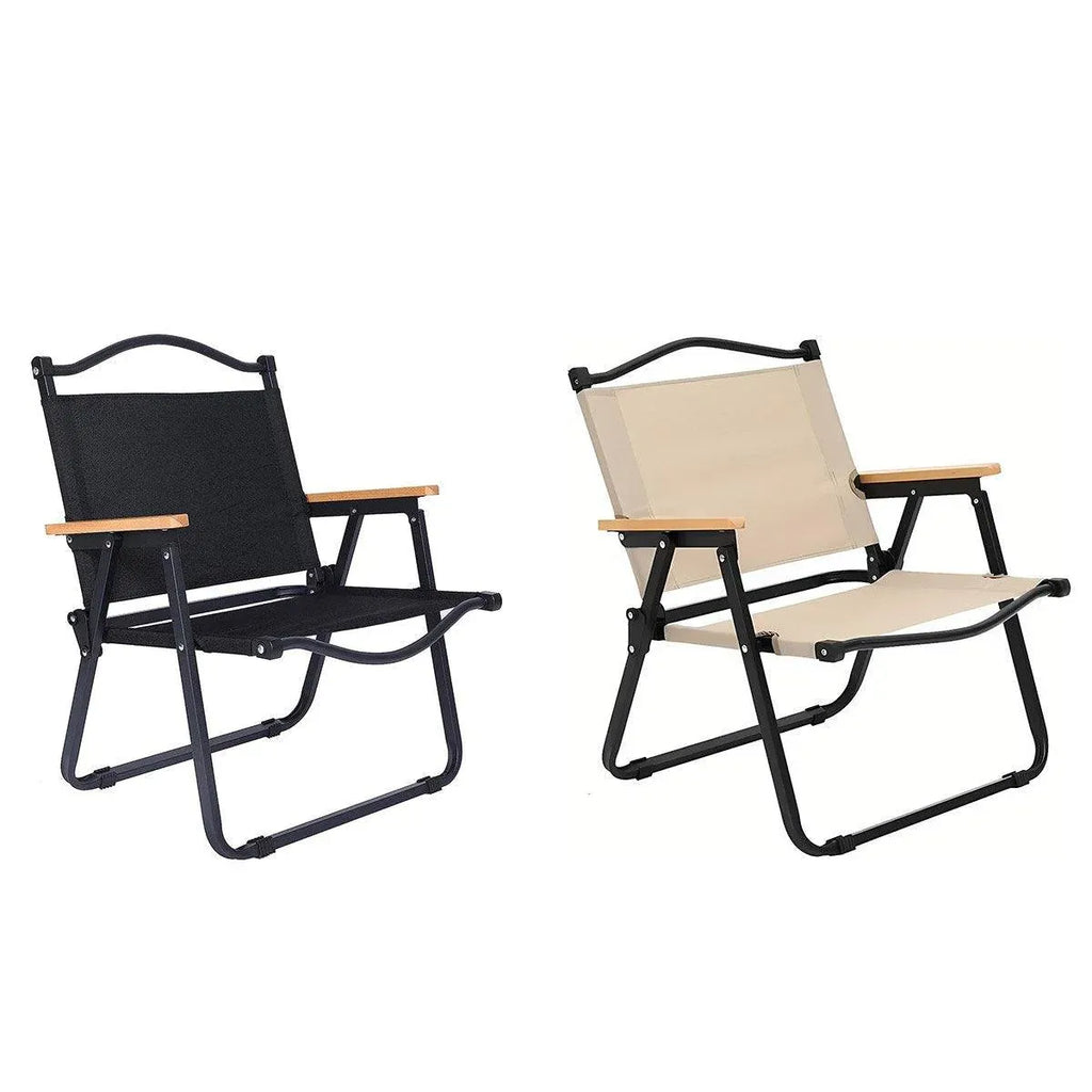 Portable Outdoor Folding Chair Light Aluminum Alloy Stool for Camping Picnic - Black