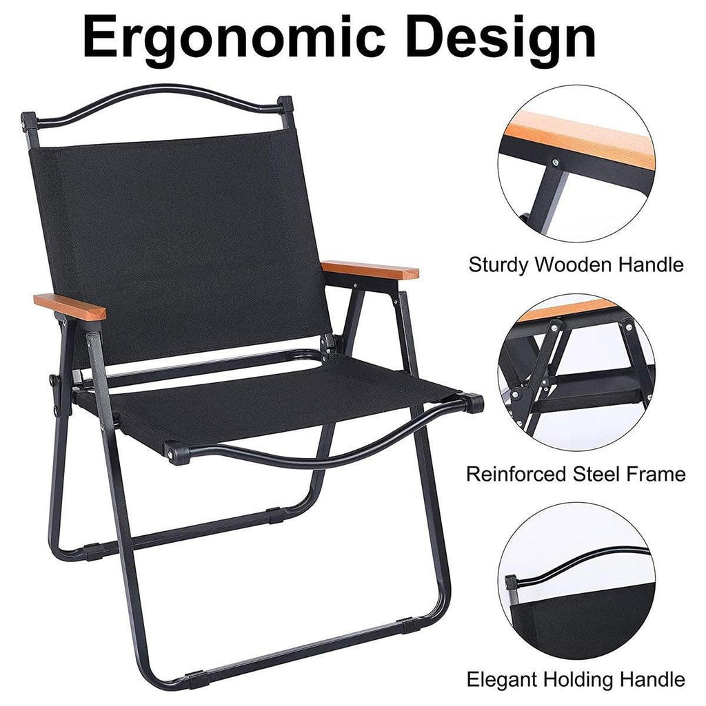 Portable Outdoor Folding Chair Light Aluminum Alloy Stool for Camping Picnic - Black