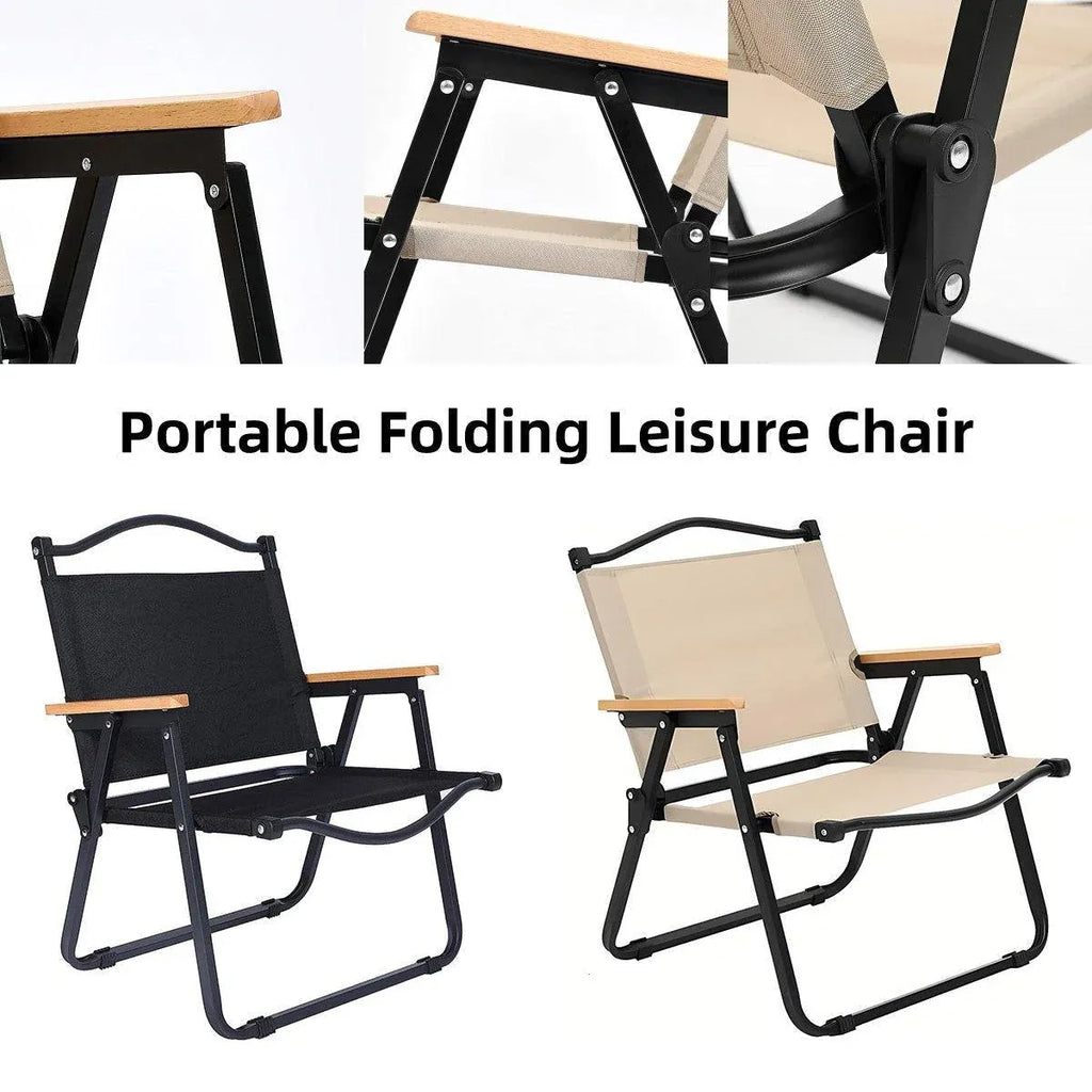 Portable Outdoor Folding Chair Light Aluminum Alloy Stool for Camping Picnic - Khaki