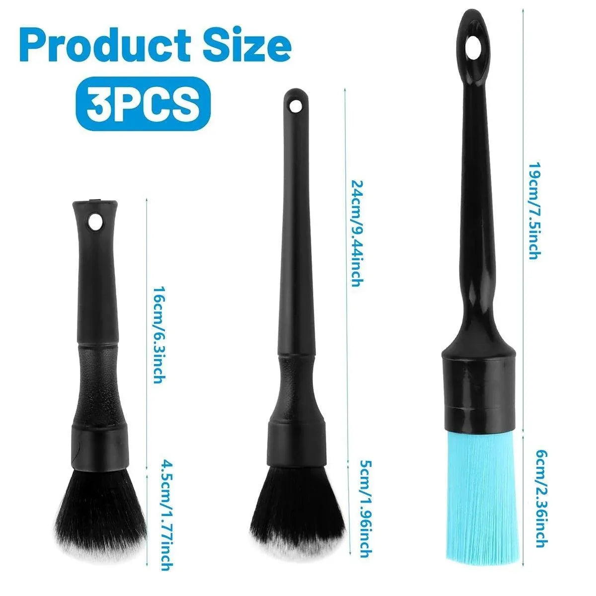 3PCS Car Cleaning Brush Car Detailing Brushes Kit For Dashboard Air Conditioner