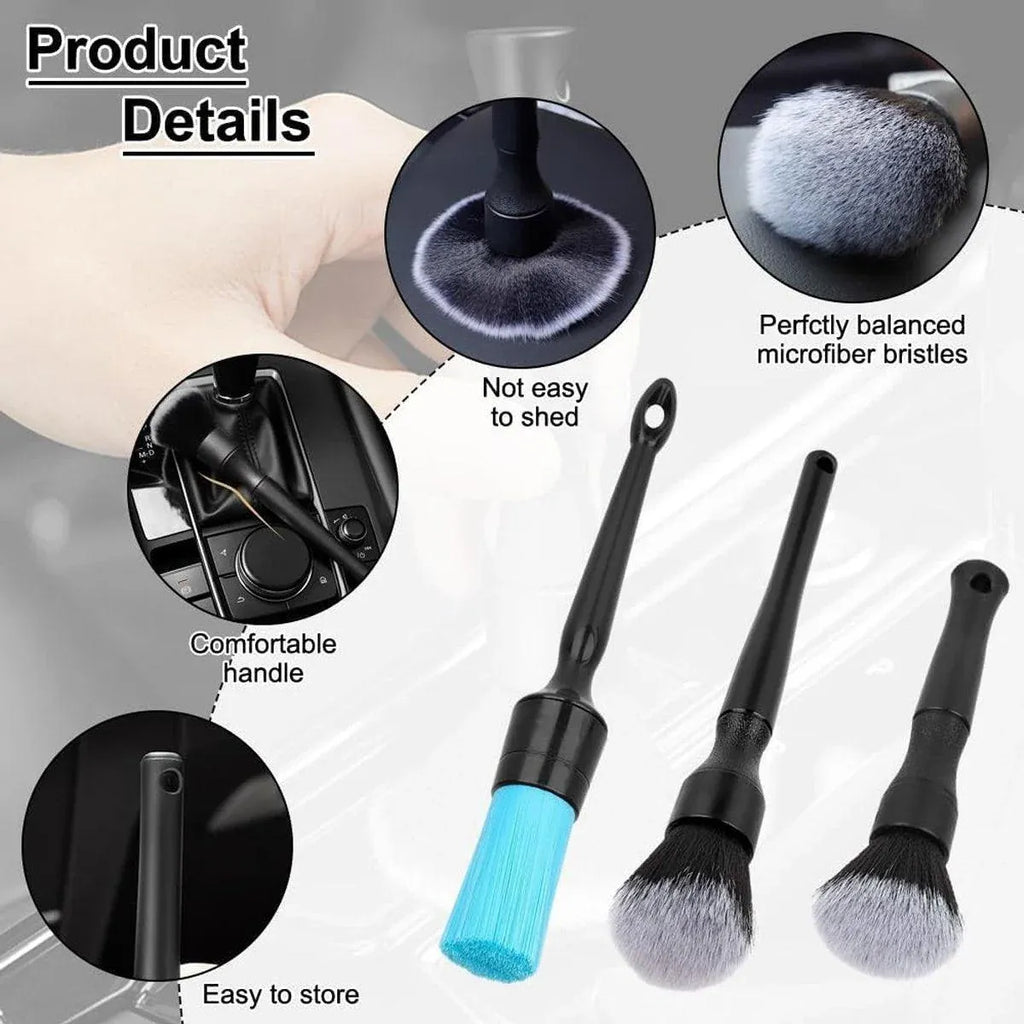 3PCS Car Cleaning Brush Car Detailing Brushes Kit For Dashboard Air Conditioner