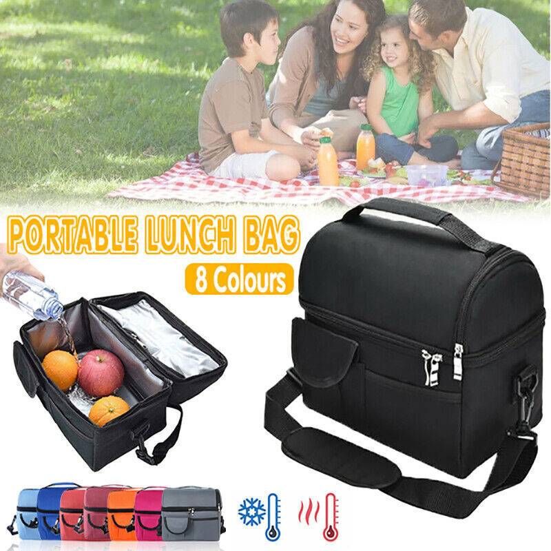 Insulated Lunch Bag Box Tote Cooler For Women Men Hot Cold Food Thermal - Red
