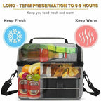 Insulated Lunch Bag Box Tote Cooler For Women Men Hot Cold Food Thermal - Red