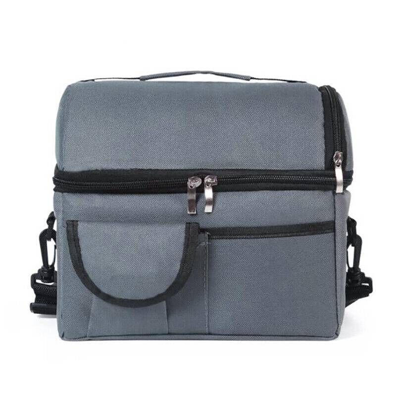 Insulated Lunch Bag Box Tote Cooler For Women Men Hot Cold Food Thermal - Grey