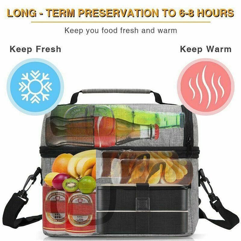 Insulated Lunch Bag Box Tote Cooler For Women Men Hot Cold Food Thermal - Rose Red