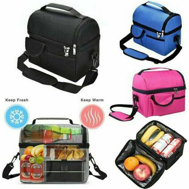 Insulated Lunch Bag Box Tote Cooler For Women Men Hot Cold Food Thermal - Rose Red