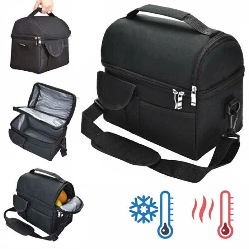Insulated Lunch Bag Box Tote Cooler For Women Men Hot Cold Food Thermal - Rose Red