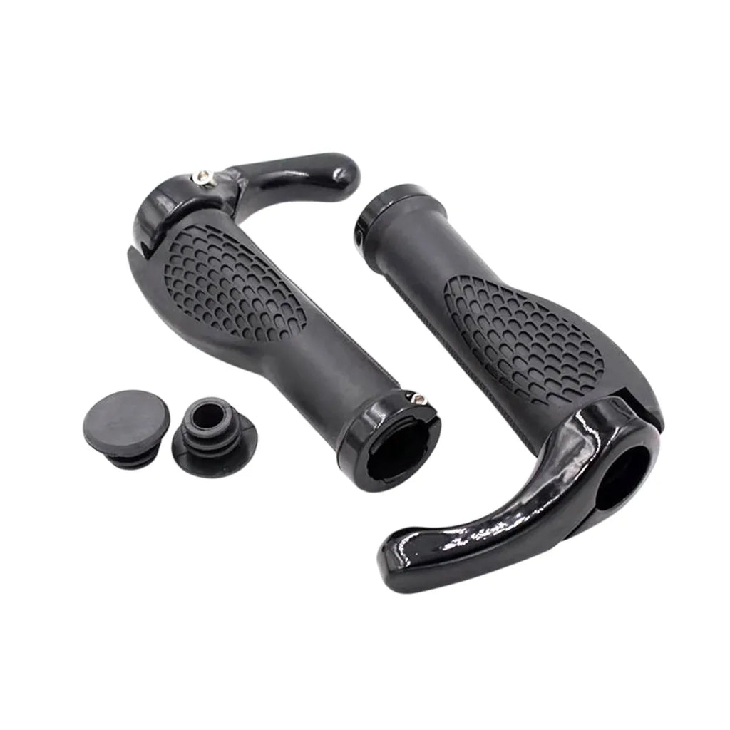 Mountain Bike Handlebar Grips Lock On Horn Style Grip Cover with Bar Ends Pair