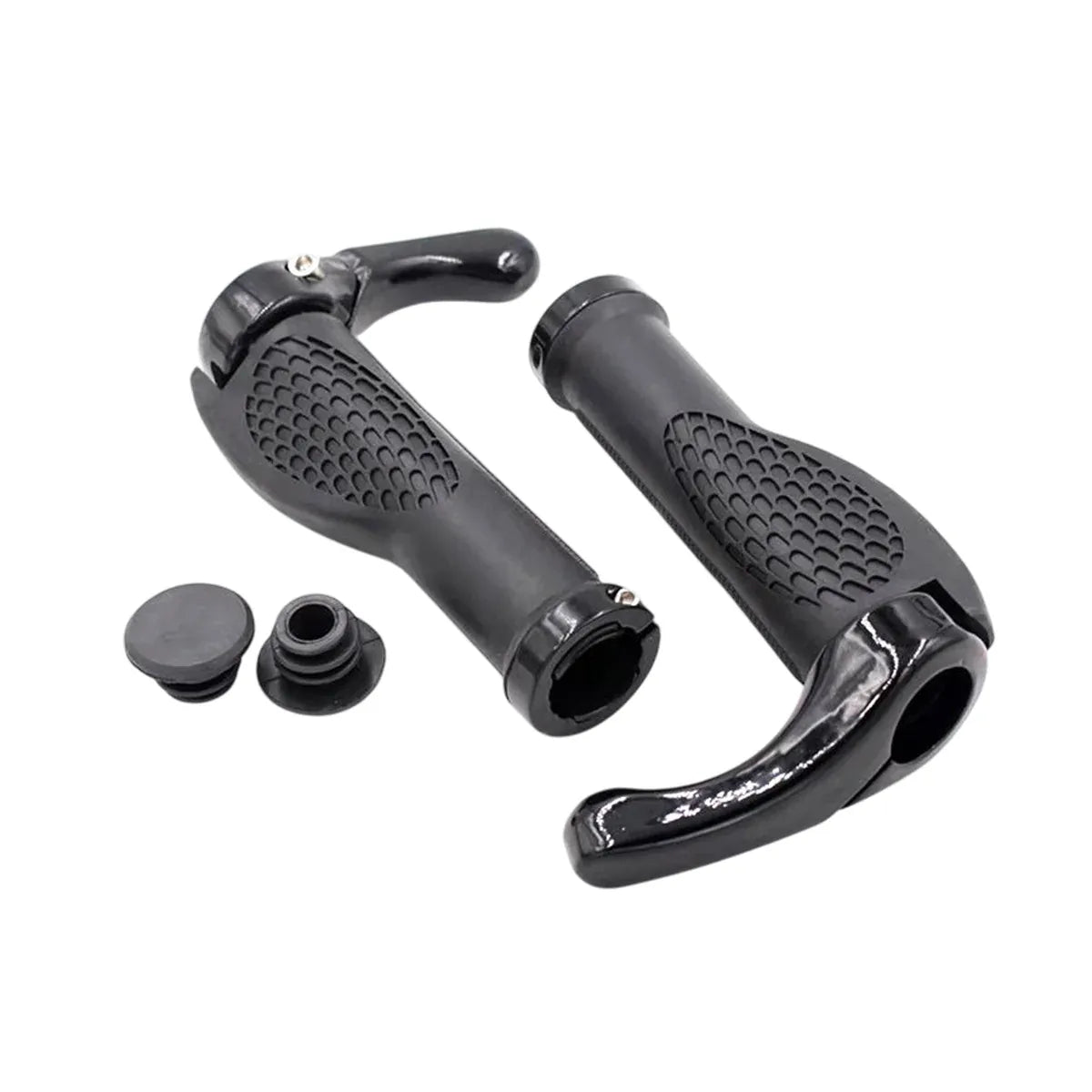 Mountain Bike Handlebar Grips Lock On Horn Style Grip Cover with Bar Ends Pair