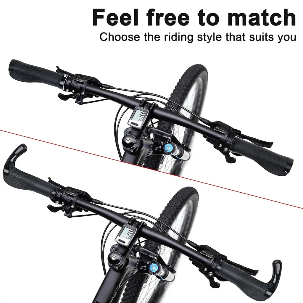 Mountain Bike Handlebar Grips Lock On Horn Style Grip Cover with Bar Ends Pair