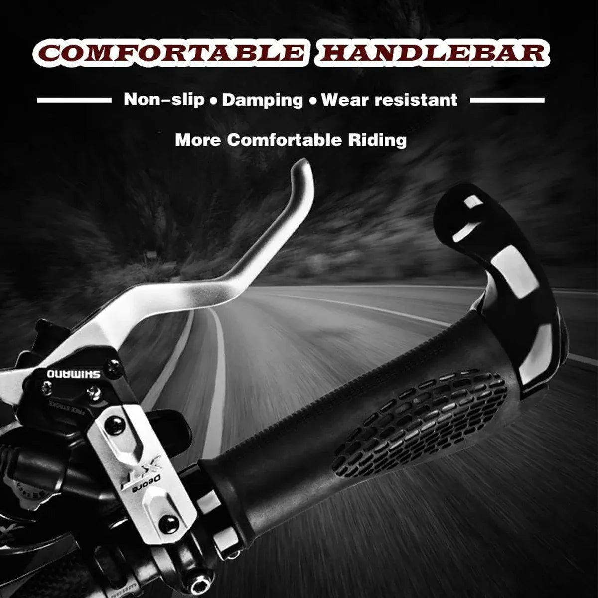 Mountain Bike Handlebar Grips Lock On Horn Style Grip Cover with Bar Ends Pair