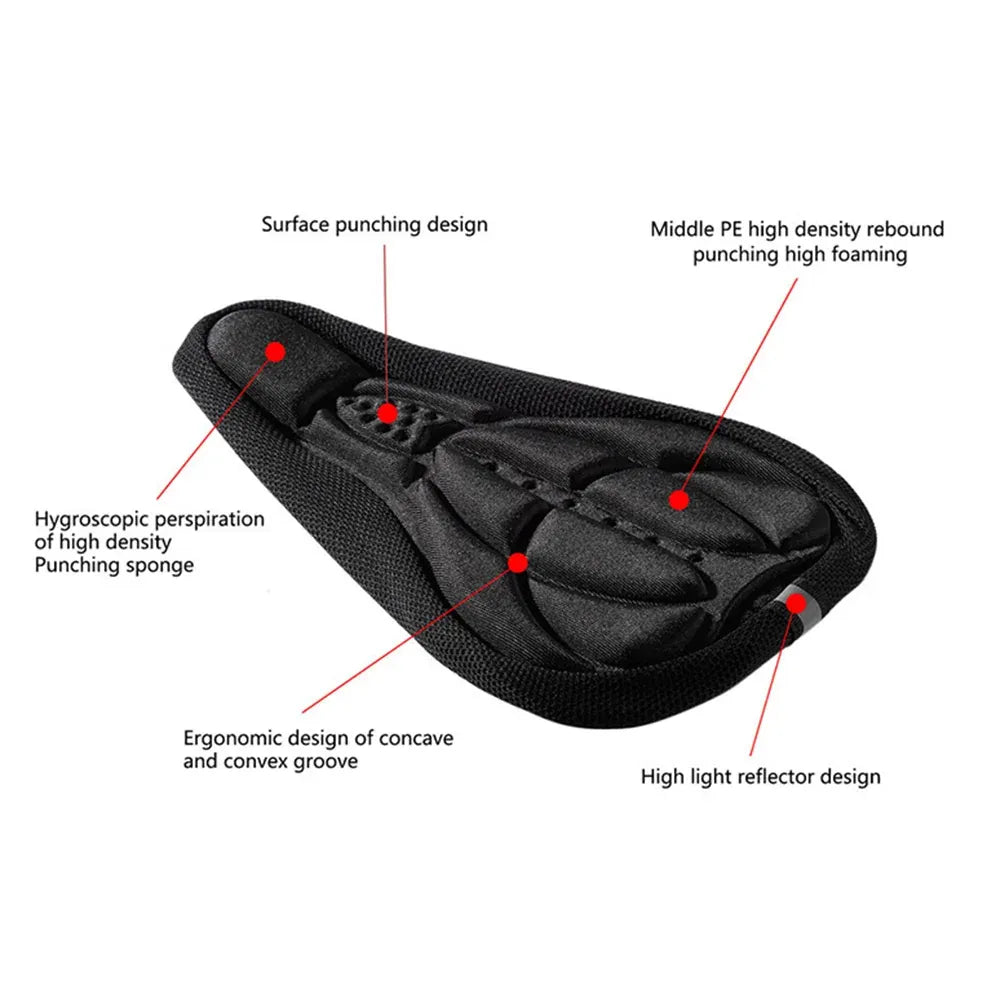 Thick Silicone Bike Seat Cover Comfort Gel Cycling Bicycle Saddle Cushion Pad - Set of 4 Colours