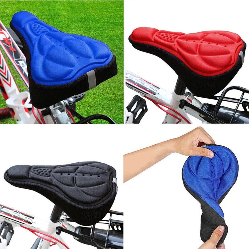 Thick Silicone Bike Seat Cover Comfort Gel Cycling Bicycle Saddle Cushion Pad - Set of 4 Colours