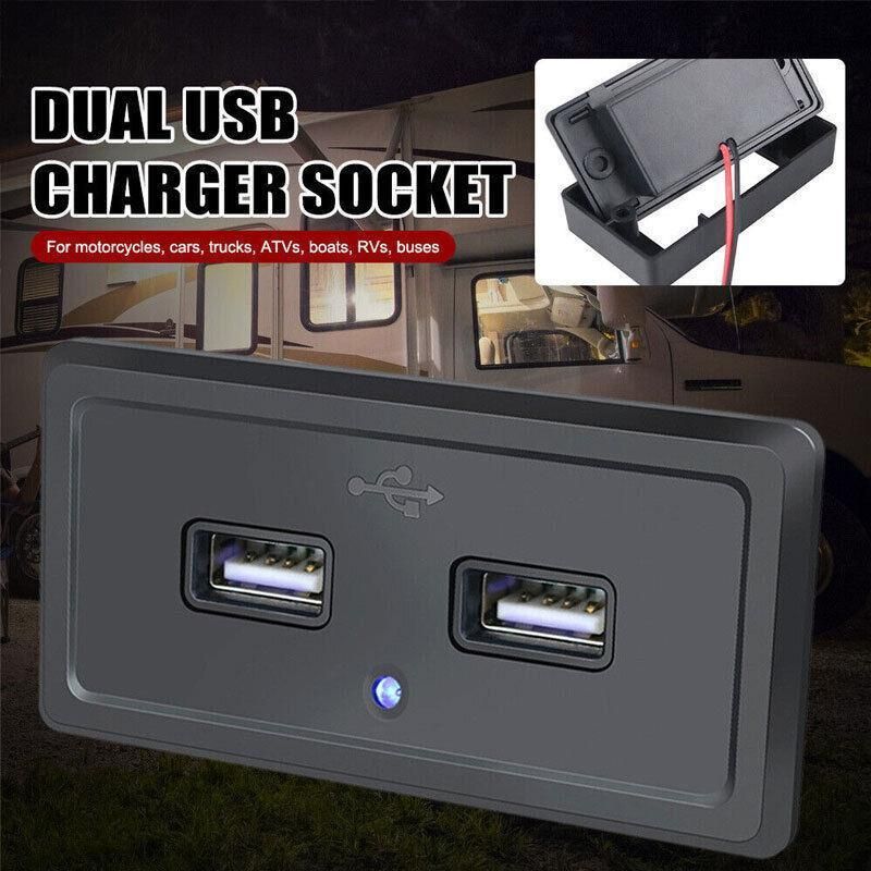 Dual USB Car Charger Socket Panel 5V 3.1A 12V 24V for Car RV Motorcycle