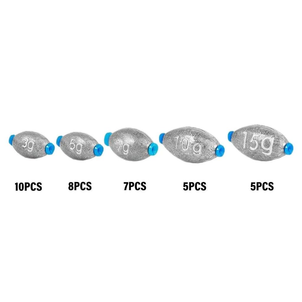 Egg Shaped Fishing Lead Sinker Plastic Core Raft Pole Weight Tackle Accessories
