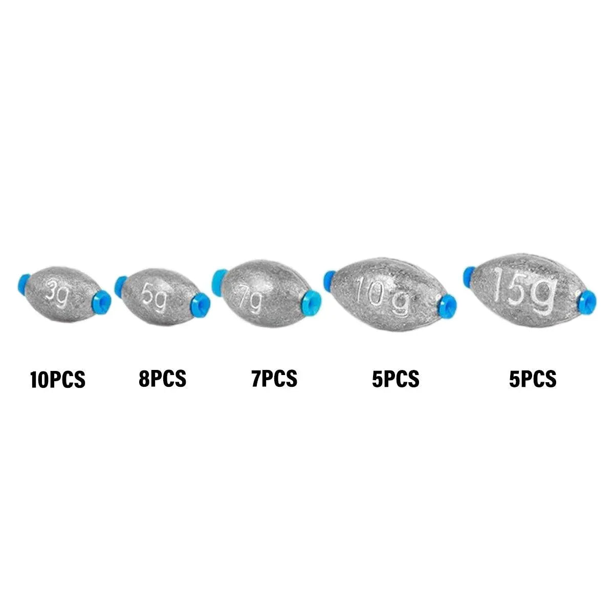 Egg Shaped Fishing Lead Sinker Plastic Core Raft Pole Weight Tackle Accessories