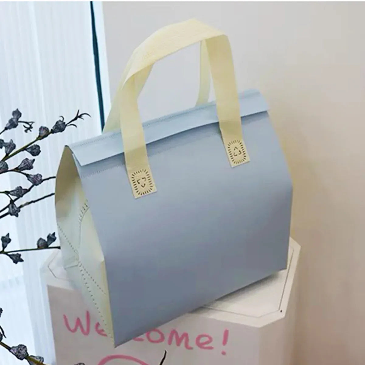 Packaging Bags 50pcs Thermal Insulated Takeaway Carrier Bags for Cups and Boxes - Blue