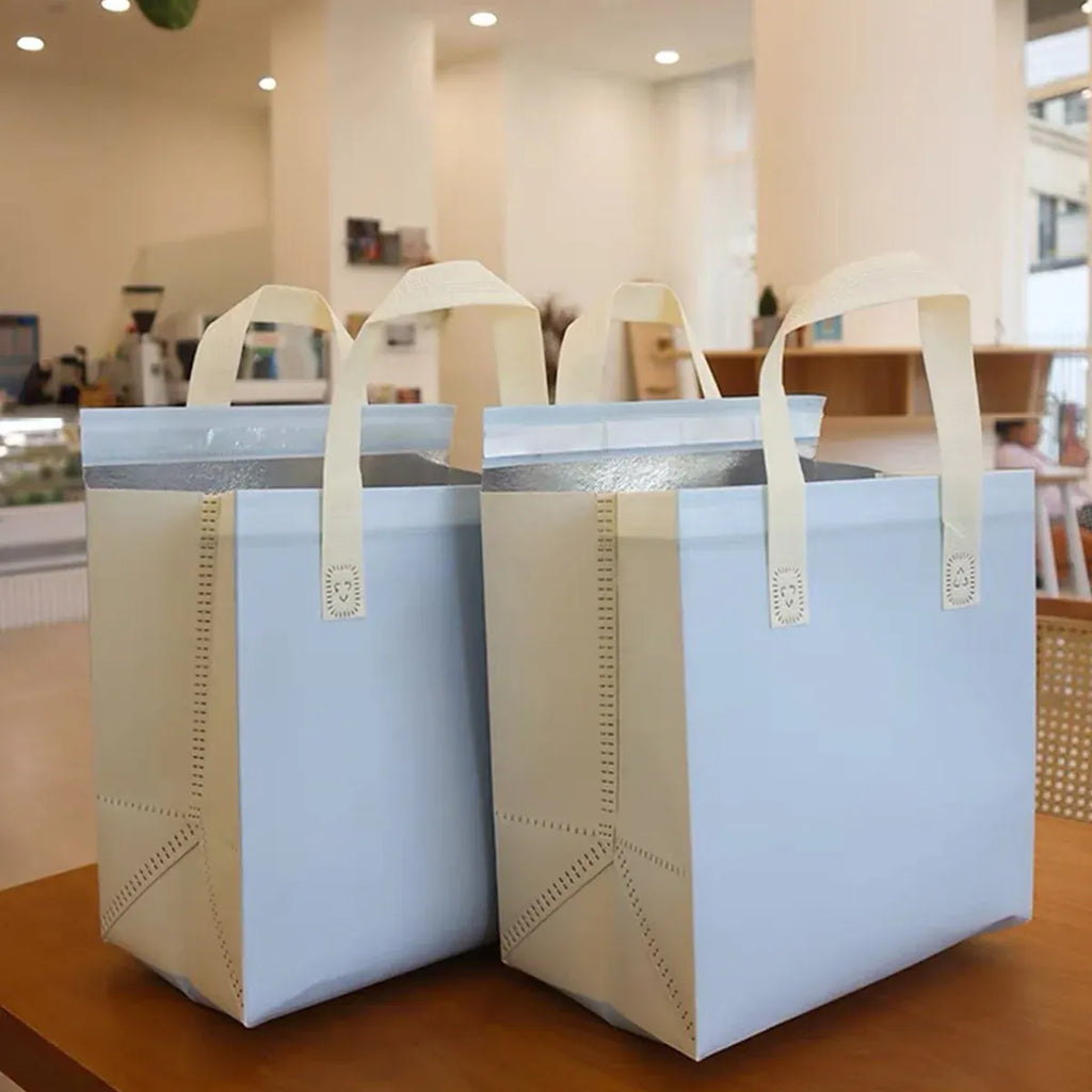 Packaging Bags 50pcs Thermal Insulated Takeaway Carrier Bags for Cups and Boxes - Blue