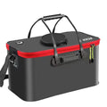 Portable Folding EVA Fishing Bucket Multi Use Live Fish Container with Strap - Black-40cm