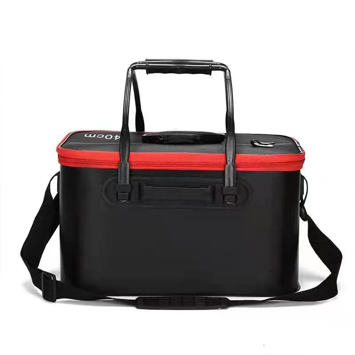 Portable Folding EVA Fishing Bucket Multi Use Live Fish Container with Strap - Orange-40cm