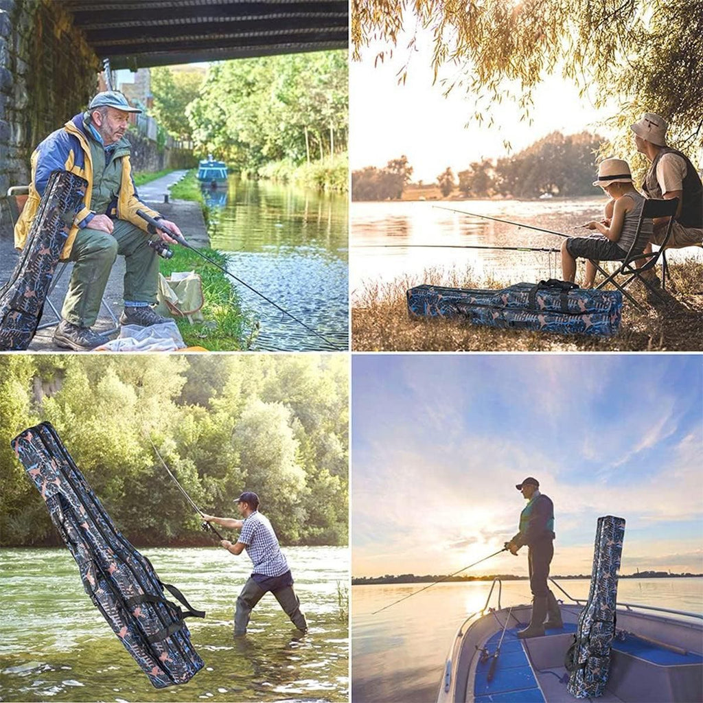 130cm Big Belly Fishing Tackle Bag Rod Storage Carry Case Outdoor Fishing Bag - Black