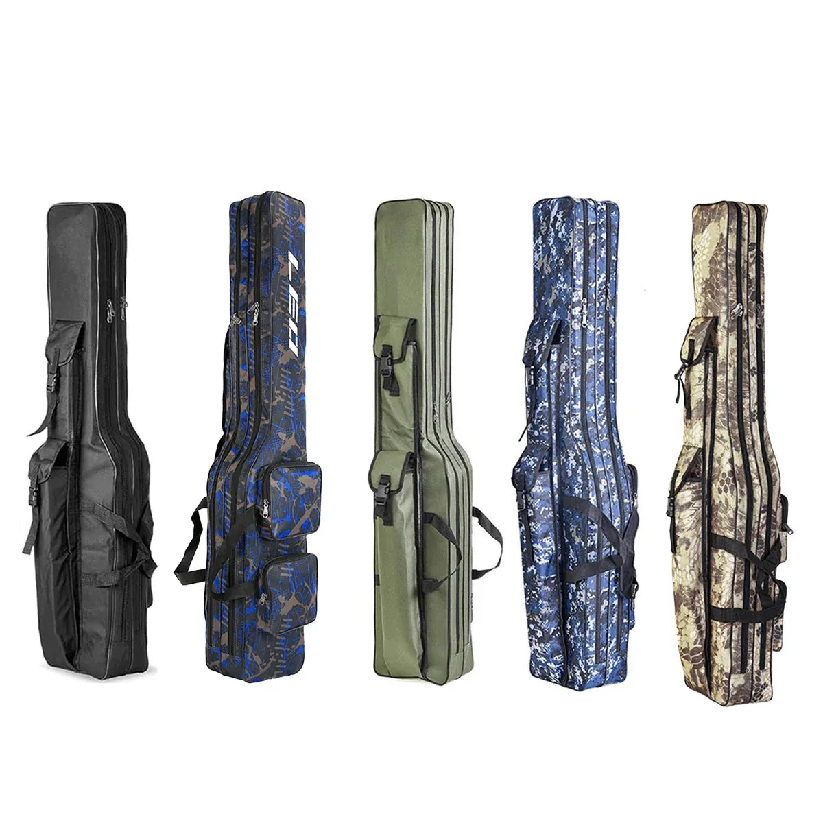 130cm Big Belly Fishing Tackle Bag Rod Storage Carry Case Outdoor Fishing Bag - Deep blue camouflage